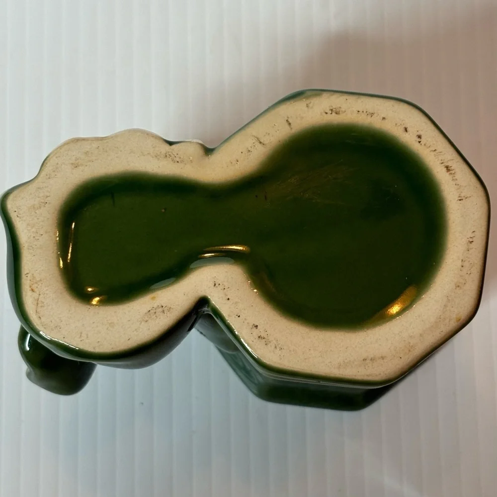 Vintage Elephant Planter Glaze Ceramic Jade Green Trunk Up-FLORAL Lucky Bamboo
